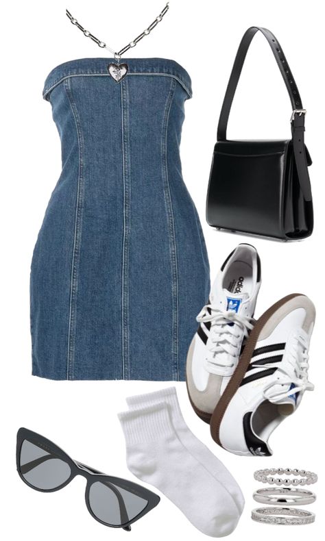 denim dress outfit ideas | #denim  #denimdress 90s Jean Dress Outfit, Denim Shirt Dress Outfit, Denim Dress Outfit Ideas, 90s Jean Dress, Dress Outfits Polyvore, Shirt Dress Outfit Summer, Jean Dress Outfit, Jeans Dress Outfit, Denim Dress Outfit