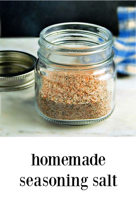 I just love my own custom blend of Homemade Seasoning Salt & think you will, too. It's just right and jazzes up everything from proteins to potatoes! Best of all, no strange ingredients and you probably have everything you need to make this! #HomemadeSeasoningSalt #CustomSeasoningSalt #SeasoningSalt #HomemadeSeasonedSalt #SeasonedSalt via @frugalhausfrau Homemade Seasoned Salt, Heart Healthy Chicken Recipes, Seasoning Salt Recipe, Salt Blends, Keto Condiments, Season Salt, Homemade Seasoning Salt, Newfoundland Recipes, Homemade Seasoning