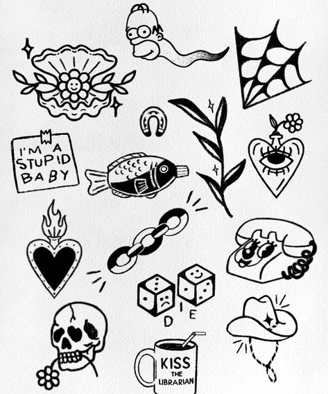 Small Tattoos Random, Small Tattoo Flash, Small Flash Tattoo, Black Flash Tattoos, Black Line Tattoo, Christian Sleeve Tattoo, Flash Tattoo Designs, Tattoo Flash Sheet, Doodle Tattoo