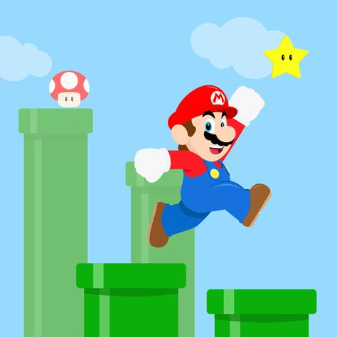 Mario illustration in flat design. Because I love playing around and I love Mario even more! #mario #mariobros #marioparty #nintendo #flatdesign #illustrator #illustrationart #illustrationdesign #characterdesign #character Mario Bros Painting, Super Mario Illustration, Mario Illustration, Mario Cap, Mario Crafts, Mario Game, Super Mario Birthday Party, Mario Birthday Party, Super Mario Birthday