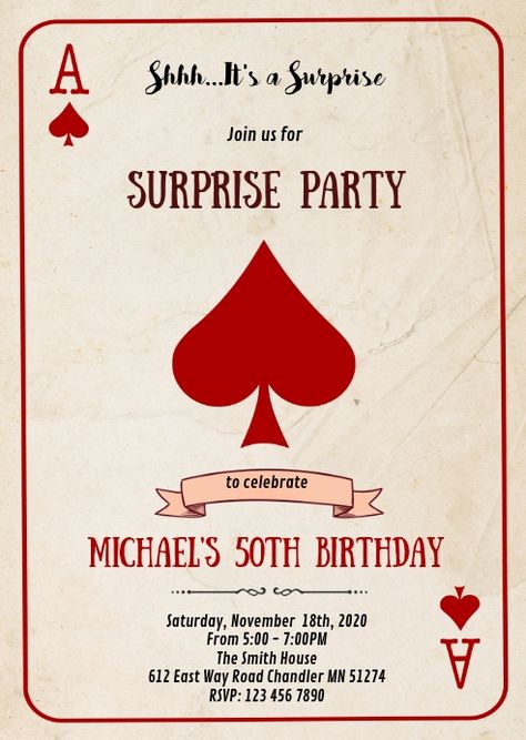 Vegas Theme Party Invitations, Casino Birthday Party Invitations, Casino Party Invitations Template, Casino Theme Birthday Invitation, Poker Night Invitation, Casino Cards Design, Casino Birthday Invitations, Casino Invitations Template, Playing Card Birthday Cards