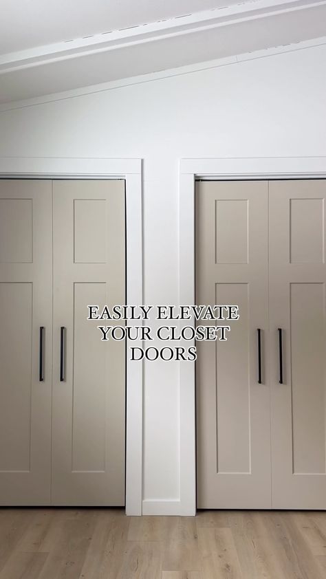 Laundry Closet Update, Hi Fold Closet Doors, Double Door Coat Closet, Hall Laundry Closet Door Ideas, Coat Closet Doors Entryway, French Doors Closet Bedroom, Closet Doors Color Ideas, How To Upgrade Closet Doors, Closet Slider Door Makeover