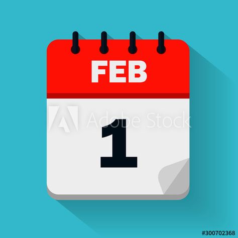 Stock Image: February 1st. Daily calendar icon in vector format. Date, time, day, month. Holidays February Calendar, Calendar Icon, February 1st, Daily Calendar, February 1, Stock Vector, Holidays, ? Logo, Quick Saves