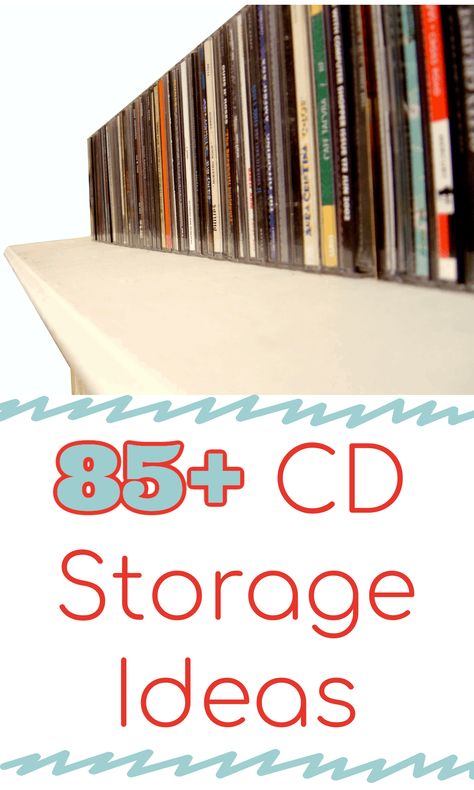 More than 85 CD storage ideas, tips and products from a professional organizer for every budget and CD collection (also works for DVDs). #cdstorage #storageideas #cdcollection Dvd Storage Ideas Diy Creative, Diy Dvd Storage Ideas Small Spaces, Storing Dvds Ideas, Cd Holder Diy Cd Storage, Cd Holder Diy, Cd Holder Aesthetic, Cd Storage Ideas Diy, Music Storage Ideas, Cd Shelf Ideas