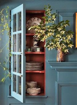 Colorful Kitchens, Deco Champetre, Interior Vintage, Craftsman Bungalows, California Cool, Paint Colours, Space Savers, Painting Cabinets, Küchen Design