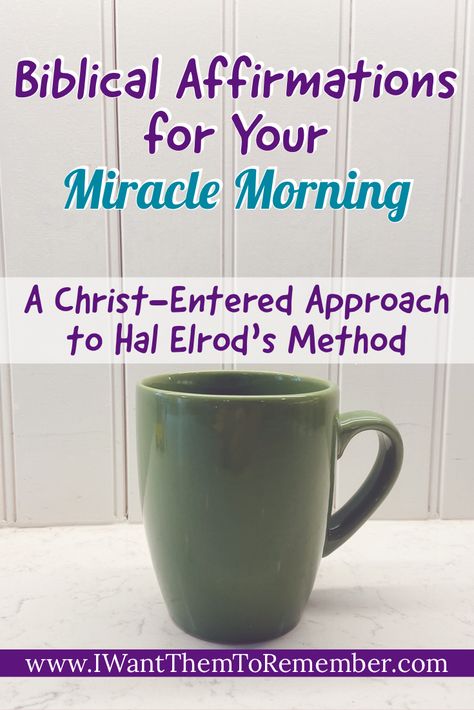 Need a miracle for your morning, but want a Christian approach? Try these Biblical Affirmations along with Hal Elrod's Book, The Miracle Morning. Many have used his method with exceptional results, but as Christians, we must put our focus on God rather than self to achieve the goals He has for us. #miraclemorning #biblicalaffirmations #affirmationsforchristians #morningaffirmations #christianliving via @rememberblog Hal Elrod Miracle Morning, Miracle Morning Affirmations Hal Elrod, Miracle Morning Routine Printable, Christian Morning Affirmations, Savers Miracle Morning, Miracle Morning Book, Miracle Morning Savers, Miracle Morning Affirmations, Morning Miracle