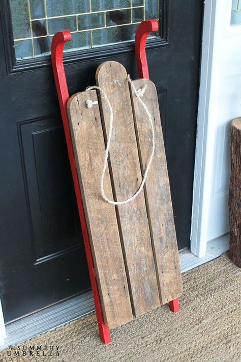 Christmas Sled Decoration, Sled Decor, Wooden Sled, Wooden Sleigh, Vintage Sled, Christmas Sled, Wooden Christmas Crafts, Wooden Christmas Decorations, Pallet Christmas