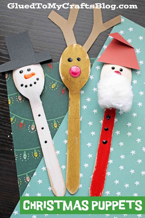 Christmas Artwork For Kids, Wooden Spoon Christmas, English Charts, 2nd Grade Crafts, Spoons Diy, Santa Claus Crafts, Wooden Spoon Crafts, Spoon Craft, Christmas Spoons