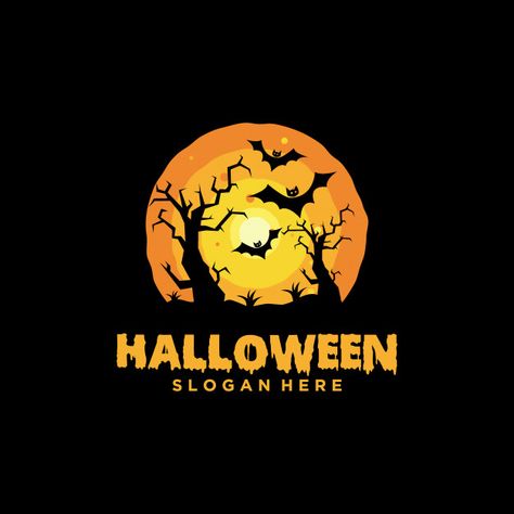 Halloween logo with slogan template Premium Vector Halloween Logo Ideas, Halloween Logo Design, Jungle Logo, Shadow Logo, Halloween Logo, Party Logo, About Halloween, Special Halloween, Event Logo