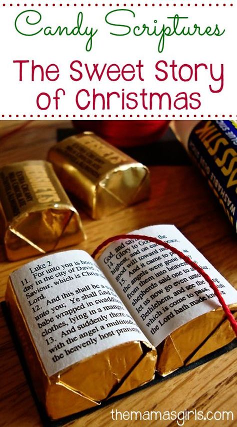 Candy Scriptures – The Sweet Story of Christmas - The Mama's Girls Scripture Treats, Neckerchief Slide, Church Anniversary, Luke 2, Christmas Tablescape, Candy Crafts, Church Crafts, Sweet Stories, Christmas Things