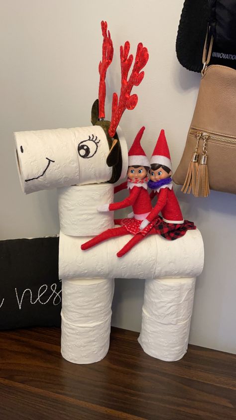 Elf Toilet Paper Reindeer, Toilet Paper Reindeer, Elf On The Shelf Toilet Paper Reindeer, Elf On The Shelf Dance Ideas, Elf On The Shelf Toilet Paper Roll, Bad Elf On The Shelf Ideas For Kids, Elf Ideas Easy Creative, Elf On The Shelf Toilet Paper, Elf On The Shelf House Diy