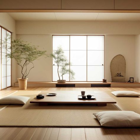 Japanese Living Room Design, Modern Japanese Homes, Zen Living Room, Japanese Living Room, Japanese Living, Japan Interior, Zen Philosophy, Zen Interiors, Tatami Room