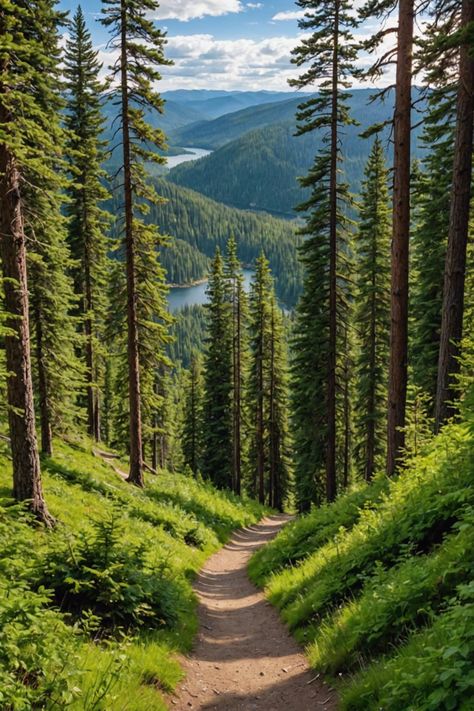 Trailblazers Welcome: Top Hiking Trails in Northern Idaho Idaho Aesthetic, Idaho Landscape, Canada Forest, Woods Landscape, Forest Vibes, Canadian Forest, Northern Idaho, Inspiring Landscapes, Hidden Lake