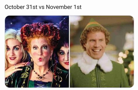 October 31 vs November 1 Memes - Guide For Geek Moms Funny October, Friday The 13th Memes, Spirit Halloween Costumes, Welcome November, 1st November, Halloween Memes, Christmas Memes, Happy Birthday Jesus, November 1st