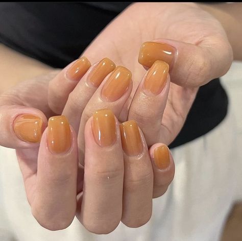 Transparent Orange Nails, Jelly Orange Nails, Orange Jelly Nails, Korean Gel Nails, Nail Inspo Nail Art, Nails Korean, Orange Jelly, Nautical Nails, Manicure Inspiration