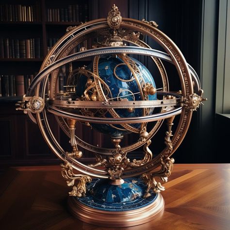 Armillary Sphere, Arte Steampunk, Fantasy Props, Steampunk Design, Dream House Decor, الرسومات اللطيفة, Cool Items, Fantasy World, Astronomy