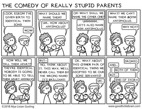 The Comedy of Really Stupid Parents — Good Tickle Brain Beach Episode, Comedy Of Errors, The Comedy Of Errors, Teaching Shakespeare, Identical Twins, Visual Culture, Historical Facts, Summer School, School Ideas