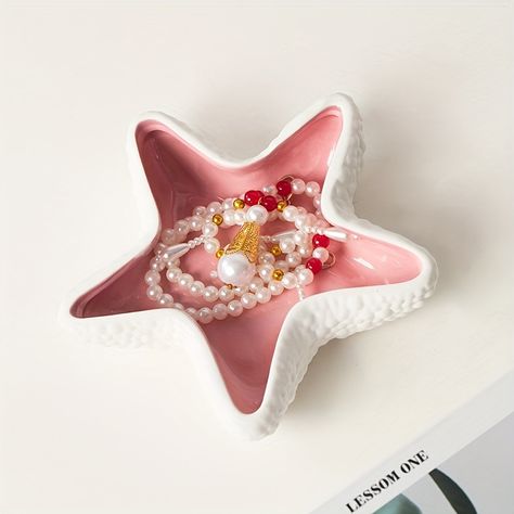 Faster shipping. Better service Clay Jewellery Holder, Jewlery Holder, Ceramic Jewelry Dish, Starfish Jewelry, Pink Girl Room, Jewellery Holder, Shell Decorations, Beach Room, Ocean Fashion