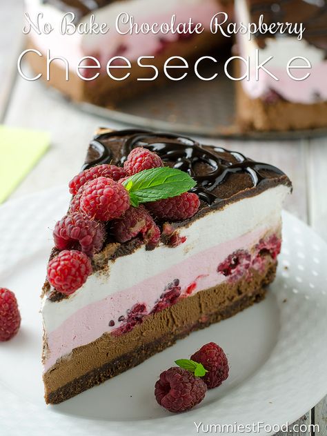 Cheesecake Topping Ideas Fruit, Non Baked Cheesecake Recipes, Easy Raspberry Cheesecake, Yummiest Food, Oreo Crust Cheesecake, Birthday Cake Recipes, Raspberry Cream Cheese, Cake Oreo, White Chocolate Raspberry Cheesecake