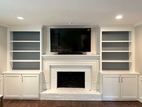 Refinish Bookcase, Bookshelves Next To Fireplace, Bookcase Next To Fireplace, Built In Bookshelves Around Fireplace, Fireplace Shelving, Bookshelves Around Fireplace, Fireplace Bookcase, Built In Around Fireplace, Fireplace Redo