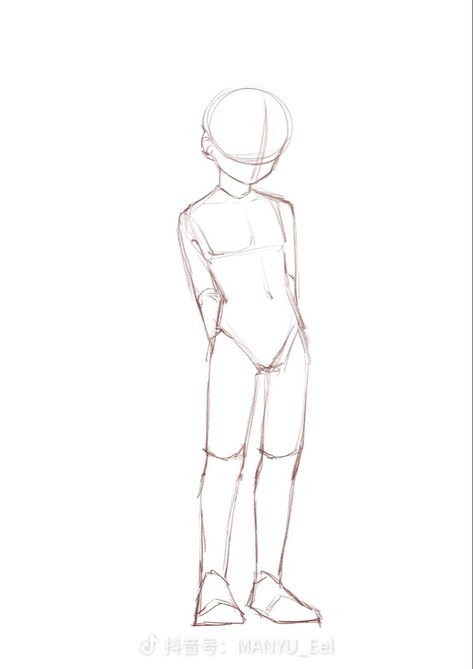 Drawing Poses Drawing, Small Person Drawing Reference, Guy Base Pose, Short Person Drawing Reference, Simple Full Body Poses Drawing Reference, How To Draw Little Kids, Pose Reference Ideas Drawing, Simple Drawing Bases, Showing Back Pose