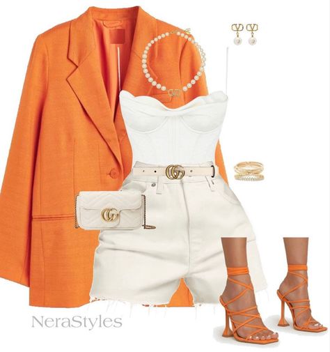 Classy Orange Outfits, Orange Outfits Ideas, Orange Outfit Ideas, Wag Outfits, Orange Outfits, Female Clothes Outfits, Celebrity Casual Outfits, Orange Outfit, Looks Chic