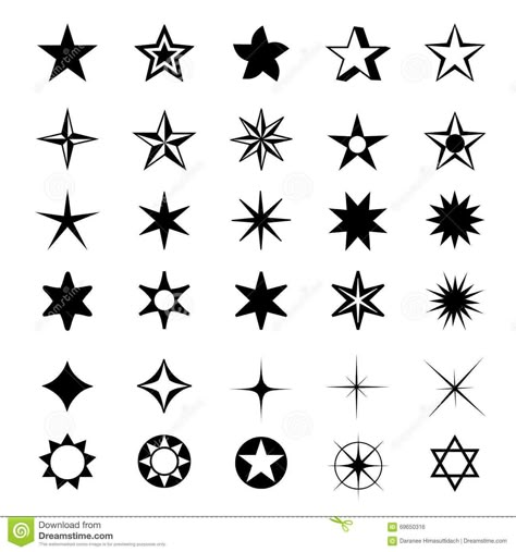 5 Point Star Tattoo, Star Symbol Design, 3 Stars Tattoo, Small Star Tattoos, Free Tattoo Designs, Shape Tattoo, Star Tattoo Designs, Star Illustration, Best Of Luck