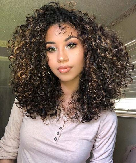 Dark Brown Hair With Highlights, Dyed Curly Hair, Highlights Curly Hair, Brown Curly Hair, Hair With Highlights, Blonde Curly Hair, Black Hair With Highlights, Colored Curly Hair, Natural Curls Hairstyles