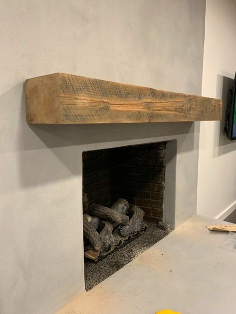 How to Hang a Floating Mantel | Hometalk How To Hang A Wood Beam Mantle, Hanging Shelf Fireplace, How To Hang A Solid Wood Mantel, Fireplace Ideas Concrete, Fireplace Floating Mantle, Floating Wood Mantle, Diy Floating Mantel, Rental Remodel, Fireplace Mantel Ideas