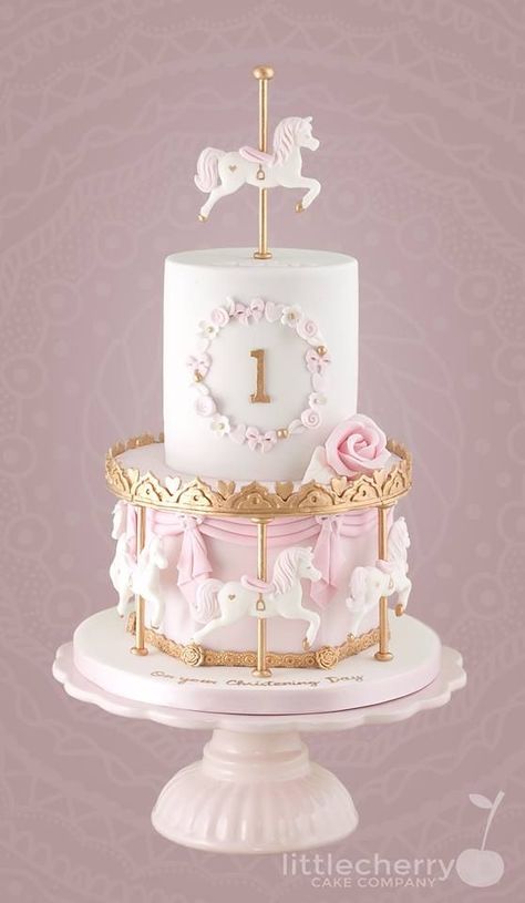 Carousel Theme, Carousel Birthday Parties, Carousel Party, Carousel Cake, Carousel Birthday, Baby First Birthday Cake, Ideas Cumpleaños, 귀여운 음식 그림