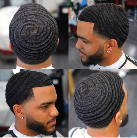 Wave Styles For Short Black Hair, Dyed 360 Waves Men, Wave Hairstyles Men, 360 Swirl Waves, Wave Haircuts For Black Men, Waves With Beard, 360 Jeezy, 360 Waves Men, 540 Waves