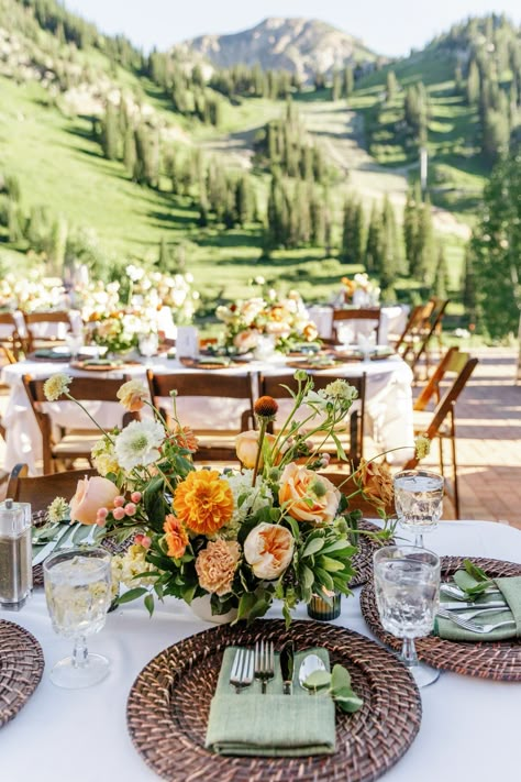 Blissful Summer Ski Resort Wedding | Rocky Mountain Bride Canadian Rockies Wedding, Rocky Mountains Wedding, Coastal Mountain Wedding, New England Spring Wedding, Mountain Wedding Mood Board, Fall Mountain Wedding Aesthetic, Ski Lodge Wedding Summer, Summer Colorado Wedding, Romantic Mountain Wedding