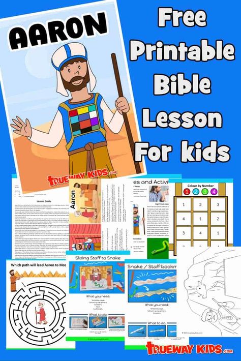 Learn about Aaron with this free Bible lesson for kids! This lesson includes a guide, worksheets, coloring pages, crafts and more - perfect for home or church. Bible Lesson For Kids, Harvest Bible, Free Bible Coloring Pages, Trueway Kids, Harvest Theme, Bible Worksheets, Gospel Bible, Bible Printables, Bible Stories For Kids