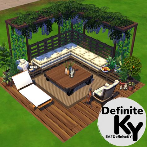 Sims 4 Rotational Gameplay, Sims Patio Ideas, Sims 4 Conversation Pit, Cheshire Cat Wallpaper, Sims Inspiration, House Flippers, Sims Houses, Sims 4 House Building, Sims 4 House Plans