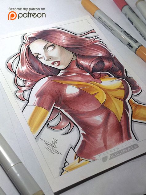 Warren Louw, Marvel Jean Grey, Jean Grey Phoenix, Fantasy Heroes, Dark Phoenix, Marvel Comics Art, Marvel Girls, Amazing Drawings, Marvel Women