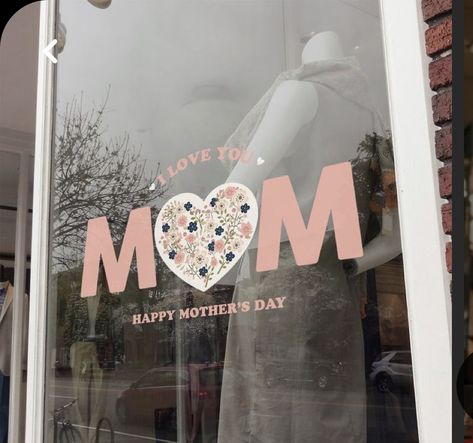 Mothers Day Window Display, Boutique Window, Window Decorating, I Love You Mother, Sock Store, Holiday Window Display, Merry Christmas Snowflakes, Display Retail, Window Display Retail