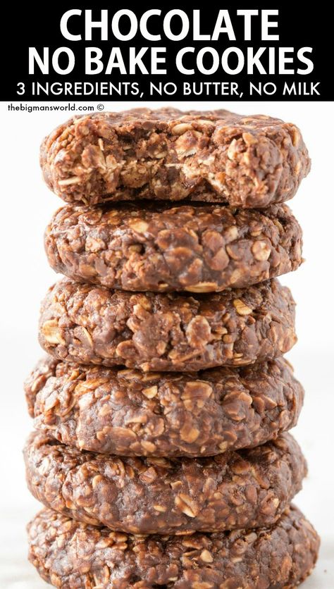 Oatmeal Recipes Without Milk, No Bake Cookies Without Butter, Deserts Without Milk, Sugar Free No Bake Oatmeal Cookies, No Milk Cookies Recipes, Chocolate Cookies Without Butter, Easy Desserts Without Milk, Fat Free Cookies Recipe, No Refined Sugar Cookies