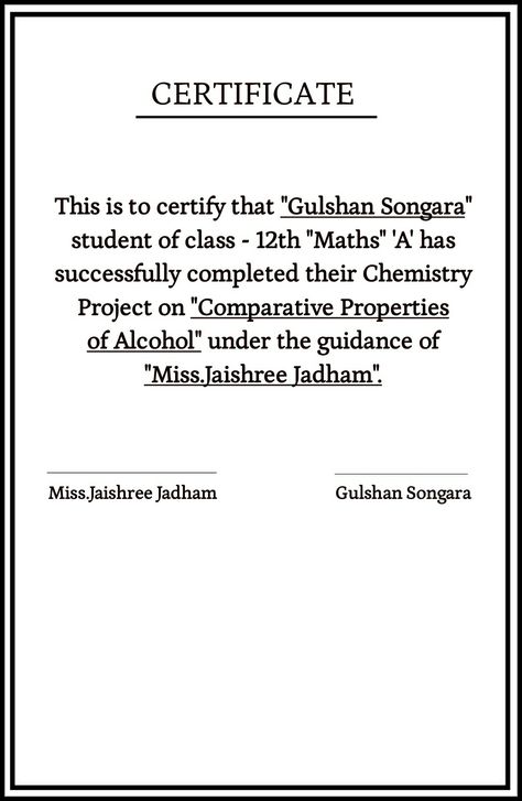 Certificate (school projects) Sample Advertisement For School Project, Certificate Design For School Project, Certificate For English Project, Certificate For Project Class 12, Certificate Page Design, Certificate For School Project, Certificate For Project File Aesthetic, Certificate Of Project, Certificate Page For Project