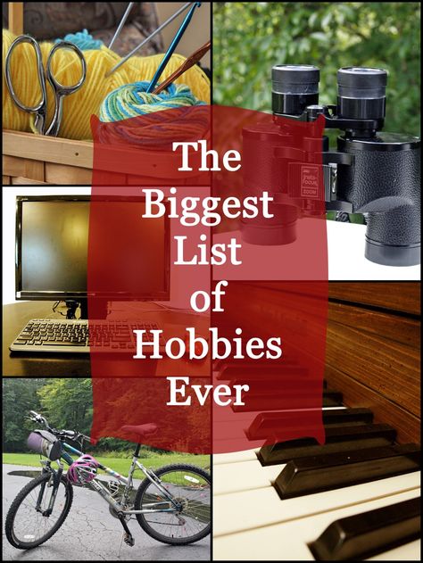 Looking for a new hobby? This list will stoke your imagination and give you ideas for hours and hours of entertainment and enjoyment. List Of Hobbies, I Need A Hobby, Hobbies To Take Up, Hobbies For Adults, Cheap Hobbies, Hobbies For Couples, Finding A Hobby, Hobbies For Women, Hobbies To Try