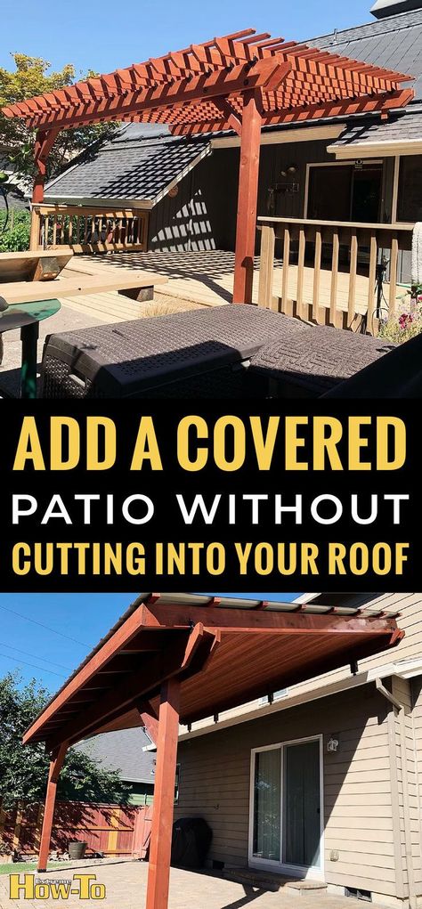 Patio Roof Attached To House, Patio Roof Extension Ideas, Patio Extension Ideas, U Can Do It, Patio Extension, Diy Patio Cover, Covered Patio Design, Roof Extension, Porch Roof