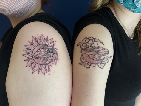 Sun And Moon Dragon, Moon And Sun Tattoo, Moon Dragon, Dragon Moon, Tattoo Dragon, Dragon Tattoos, Sun Tattoos, Forearm Tattoo Women, Tattoo Women