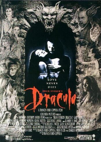 Francis Ford Coppola, Bram Stroker's Dracula, 1994  Dark, expensive and entertaining with wonderful music from Wojciech Kilar. Stoker Movie, Michaela Bercu, The Last Man On Earth, German Movies, Vampire Movies, Bram Stoker's Dracula, Francis Ford Coppola, Horror Posters, Bram Stoker