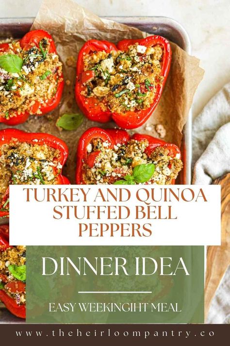 Stuffed Bell Peppers Quinoa, Stuffed Bell Peppers Without Rice, Stuffed Peppers Without Rice, Stuffed Bell Peppers Turkey, Healthy Stuffed Bell Peppers, Quinoa Stuffed Bell Peppers, Seasoned Ground Turkey, Feta Stuffed Peppers, Turkey Quinoa