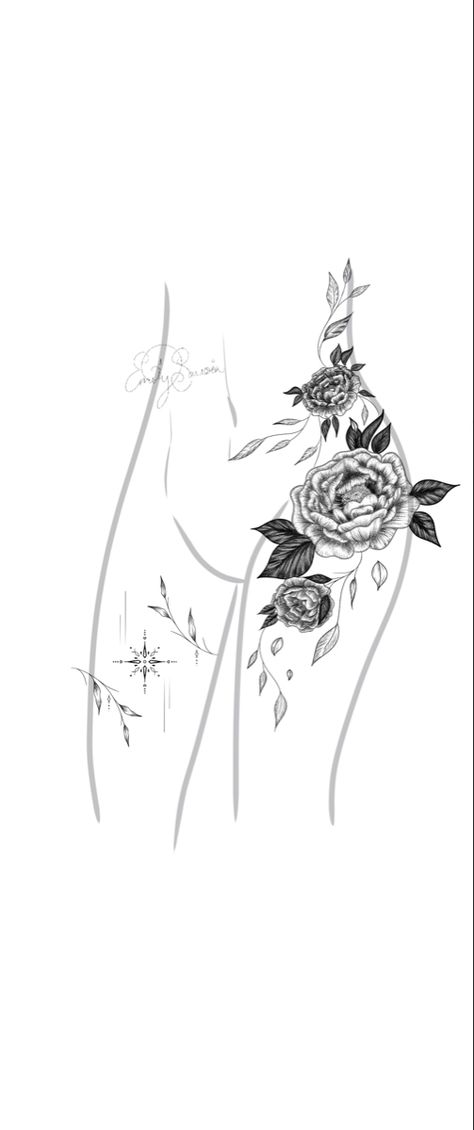 Floral ornamental hip thigh tattoo design idea Thigh Chain Tattoo, Ornamental Thigh Tattoo, Tattoo Ornament, Tattoo Hip, Hip Thigh Tattoos, Thigh Tattoo Designs, Ornamental Tattoo, Hip Tattoo, Body Mods