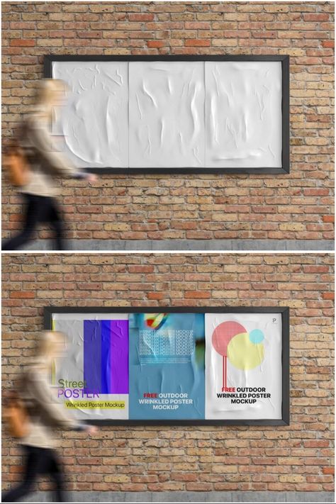 We usually still see outdoor glued posters on walls, polls, and doors which is an old medium of advertising. These posters have a really strong recall of written messages or products, today’s free mockup is a realistic Outdoor Wrinkled Poster. The free PSD mockup is pasted on an outdoor advertising board that gives your vertical poster design an attraction to your target audience. #postermockup #outdoorpostermockup #designmockup #wrinkledpostermockup #freemockup Wall Poster Mockup, Mockup Design Templates, Poster On Wall, Poster Mock Up, Poster Mockup Free, Mock Up Design, Outdoor Advertising Mockup, Graphic Design Mockup, Advertising Board