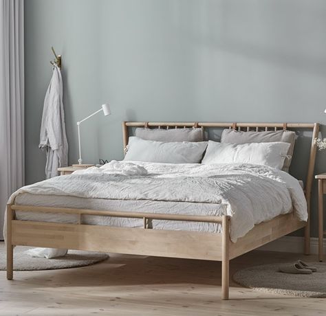 BJÖRKSNÄS Bed frame, birch, Luröy Ikea Bed King Size, Ikea Birch Bed, Ikea Wooden Bed Frame, Ikea Björksnäs Bed, Björknäs Bed Ikea, Tarva Bed Ideas, Björknäs Bed, Ikea Bjorksnas Bed, Bjorksnas Ikea Bed