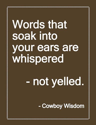 whisper Cowboy Wisdom, Cowboy Quotes, Yelled At, Country Quotes, Quotable Quotes, Good Advice, Great Quotes, Thought Provoking, Beautiful Words