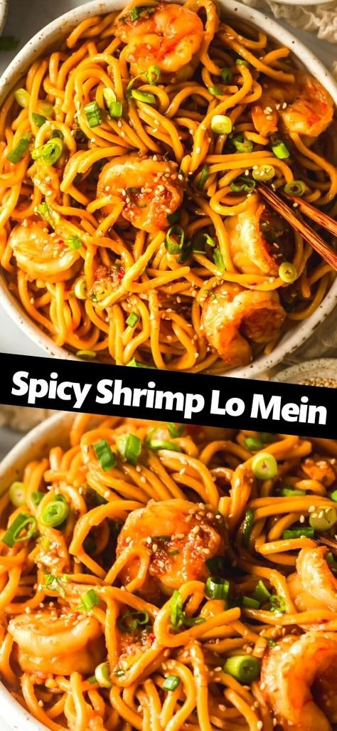 Shrimp Low Mein Recipes, Spicy Lo Mein Recipe, Spicy Lo Mein, Spicy Lo Mein Noodles, Shrimp Low Mein, Shrimp Lo Mein, Food Lion Recipes, Spicy Shrimp Noodles, Chinese Shrimp Lo Mein Recipe