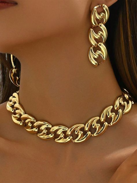 2-Piece Set 2024 New Hip-Hop European And American Style Fashion Simple And Exaggerated  Necklace Niche Design Trend Exaggerated Necklace For Women's Daily Commuting Wear Gold Fashionable   Iron     Women Fashion Jewelry, size features are:Bust: ,Length: ,Sleeve Length: Extra Jewelry, Stylish Jewelry Accessories, Iron Woman, Natural Hormones, Summer Makeup Looks, Jewelry Lookbook, Niche Design, Summer Makeup, Stylish Jewelry