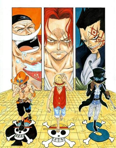 Their legacy moves on with them... One Piece Ace, Whitebeard Luffy, Shanks Sabo, Dragon One Piece Trio, Naruto X One Piece, Luffy Shanks, Ace Luffy, Luffy Ace, Ace One Piece, Der Joker, 3 Brothers, Ace Sabo Luffy